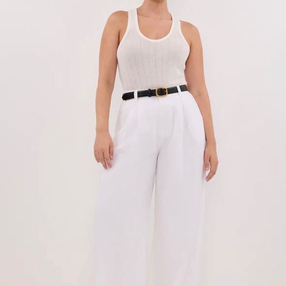NEW Dissh Finny Linen Sleeveless Top & Holden Linen Pants SET in White Size 4 - Picture 2 of 2